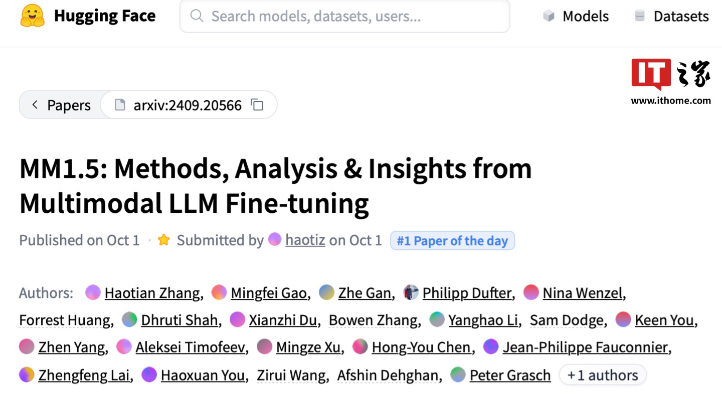 苹果推出 300 亿参数多模态 AI 大模型 MM1.5，可识别 UI 界面推理自然语言